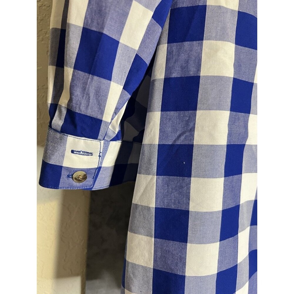 Tyler Boe Size XL Jenny Top Pleated Puff Sleeve Blue Gingham Plaid Cottagecore - Picture 8 of 14